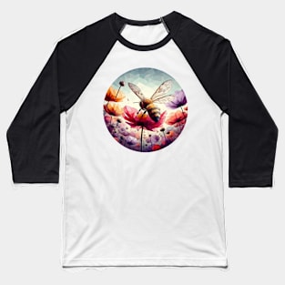 Low Poly Bee on a Flower Baseball T-Shirt